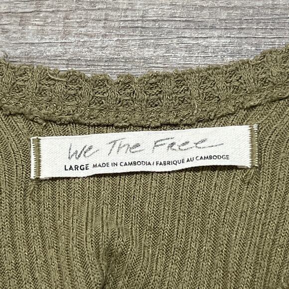 Free People We the Free New Love Tank Top Large in Moss Green Ribbed Scoop Back - Picture 4 of 7